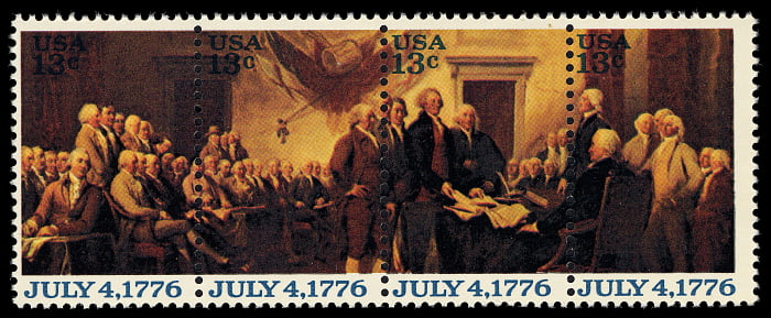 13-cent Declaration of Independence strip of four stamp