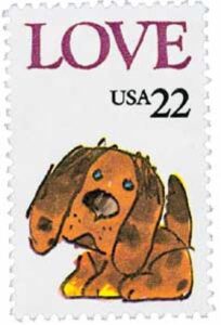 1986 22c Love Series- Puppy stamp