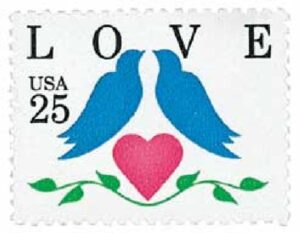 1990 25c Love Series- Love Birds stamp