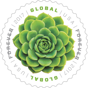 2017 The Green Succulent Global Forever international rate stamp