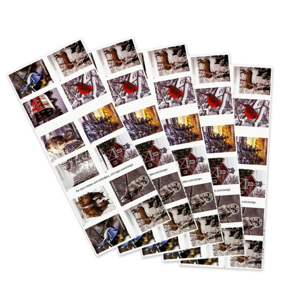 20x USPS Winter Scenes Snowy Holiday Stamps – Forever, Scott #5541b, Mint Never Hinged