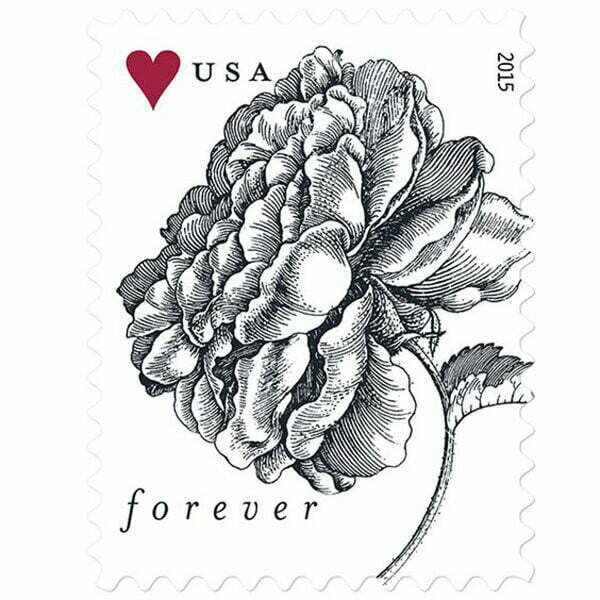 Engraved Vintage Rose Forever Stamp