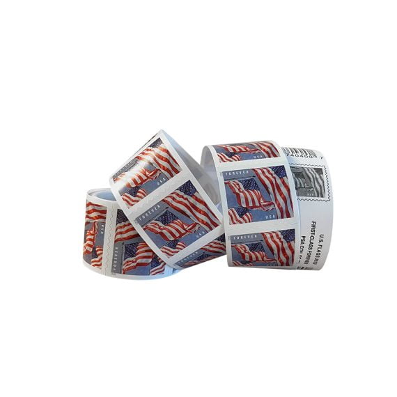 Three Stamps Of Postage 400 Flags Rolls 222 4 Usps Us Stamp Forever, Shipping Supplies