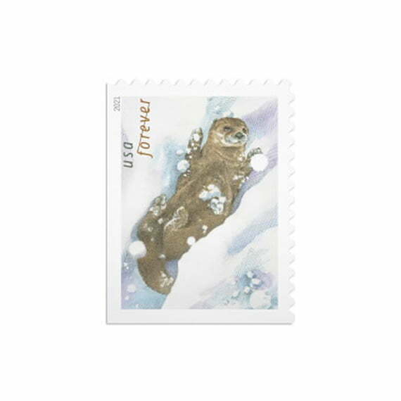 Otters in Snow Stamps - Forever Stamp Store