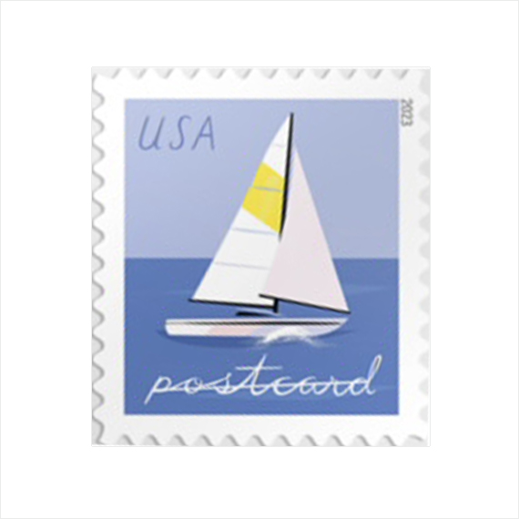 sailboats postcard stamps