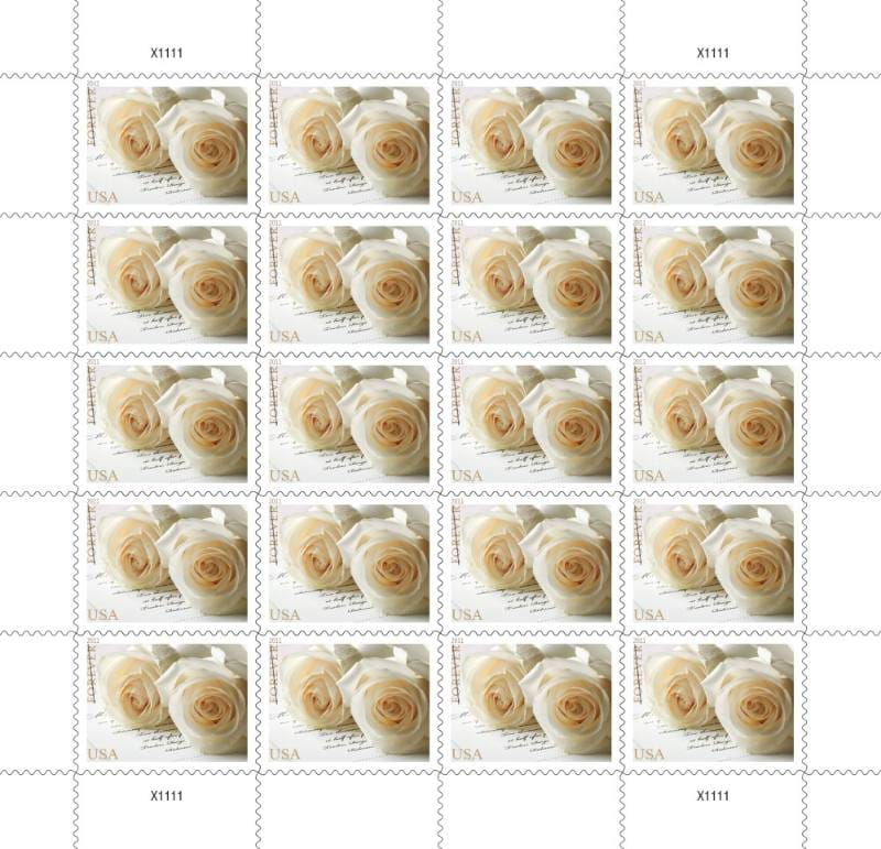 White Wedding Roses Forever Stamps