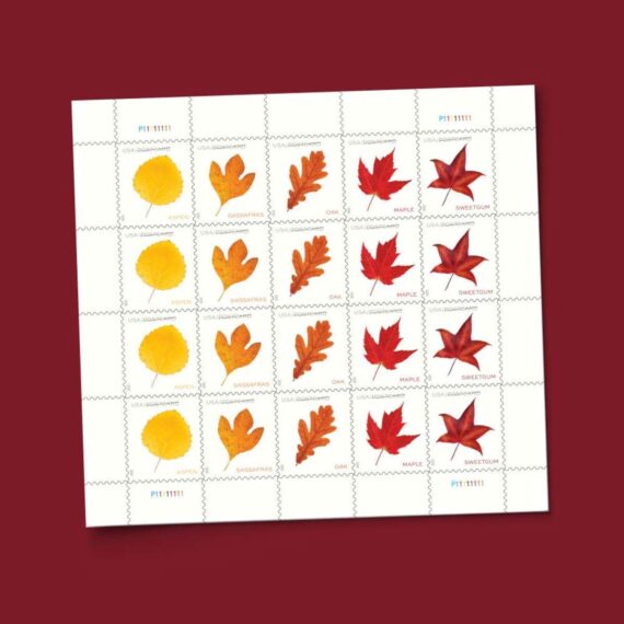 Vibrant Leaves Postcard Stamps
